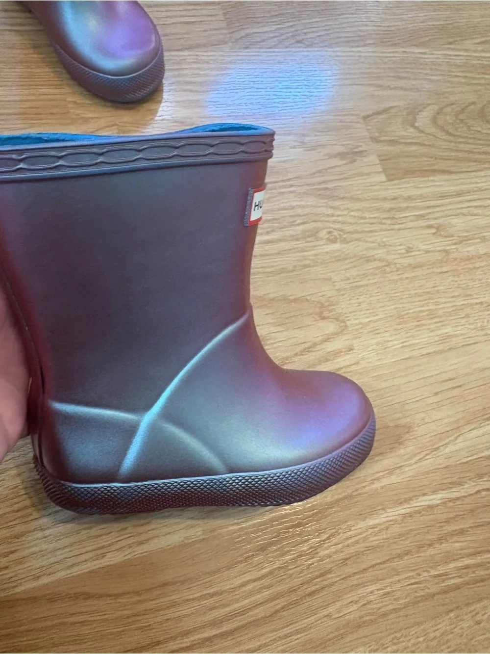 Hunter Kids Iridescent Rain Boots with Blue Lining